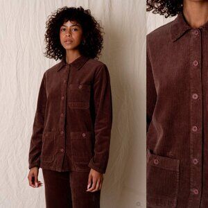 LACAUSA Gigi Brown Corduroy Jacket Over Shirt, Large